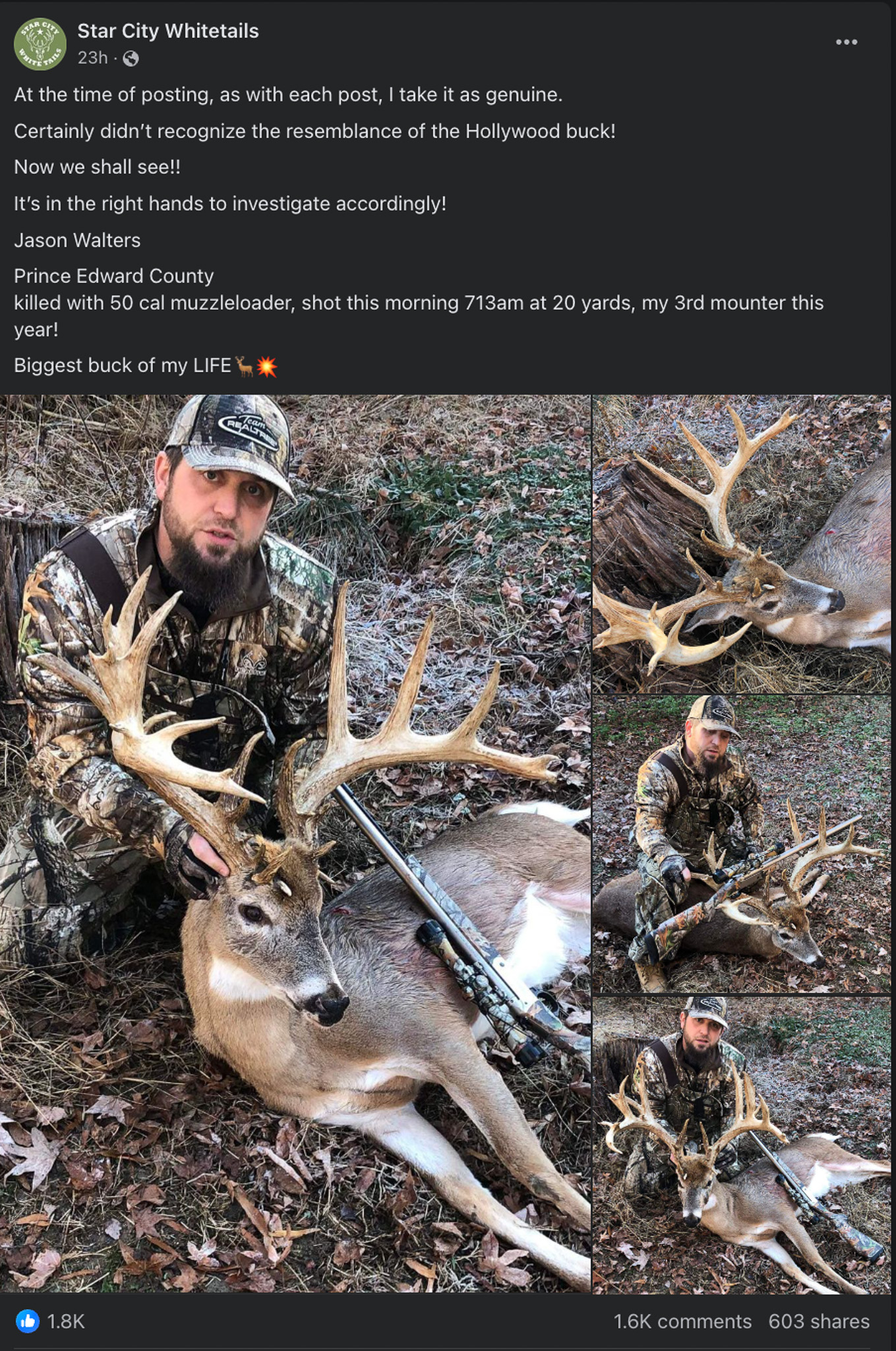 Jason Walters with Hollywood Cemetery buck.